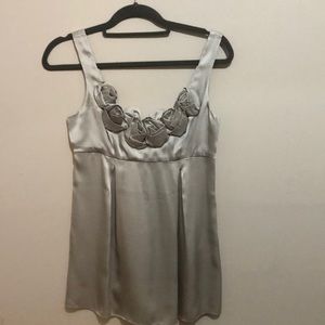 Rebecca Taylor Silver Silk Rosette Top